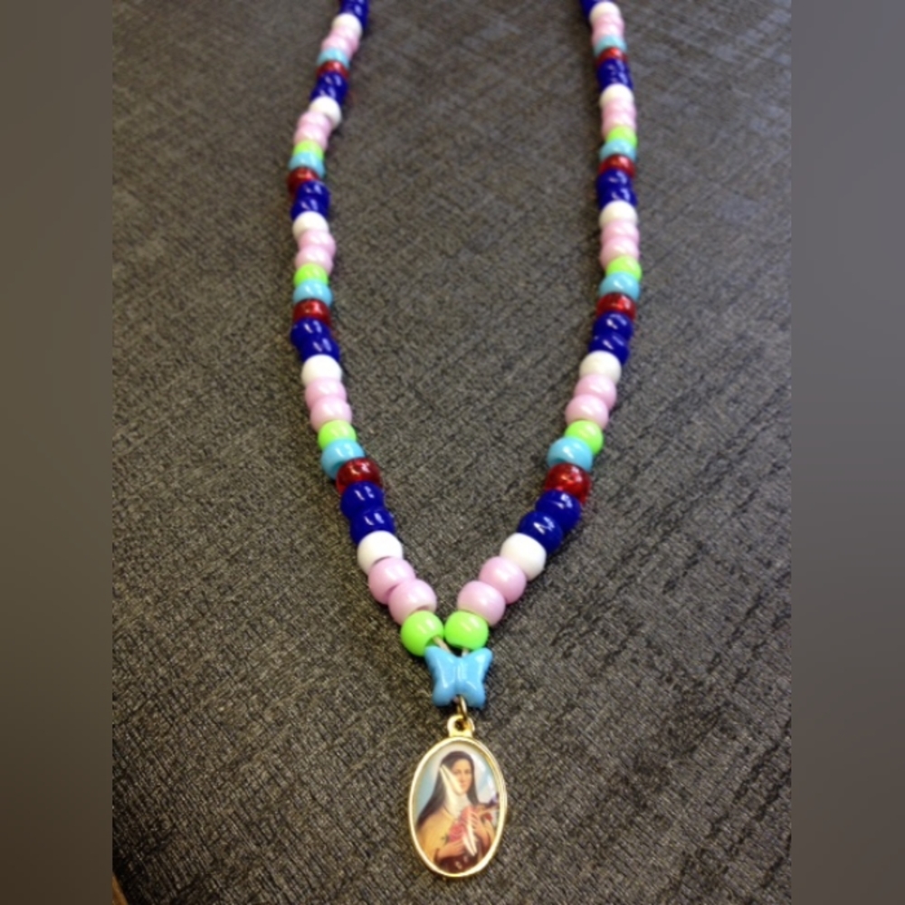 St Therese Heavenly Roses Necklace